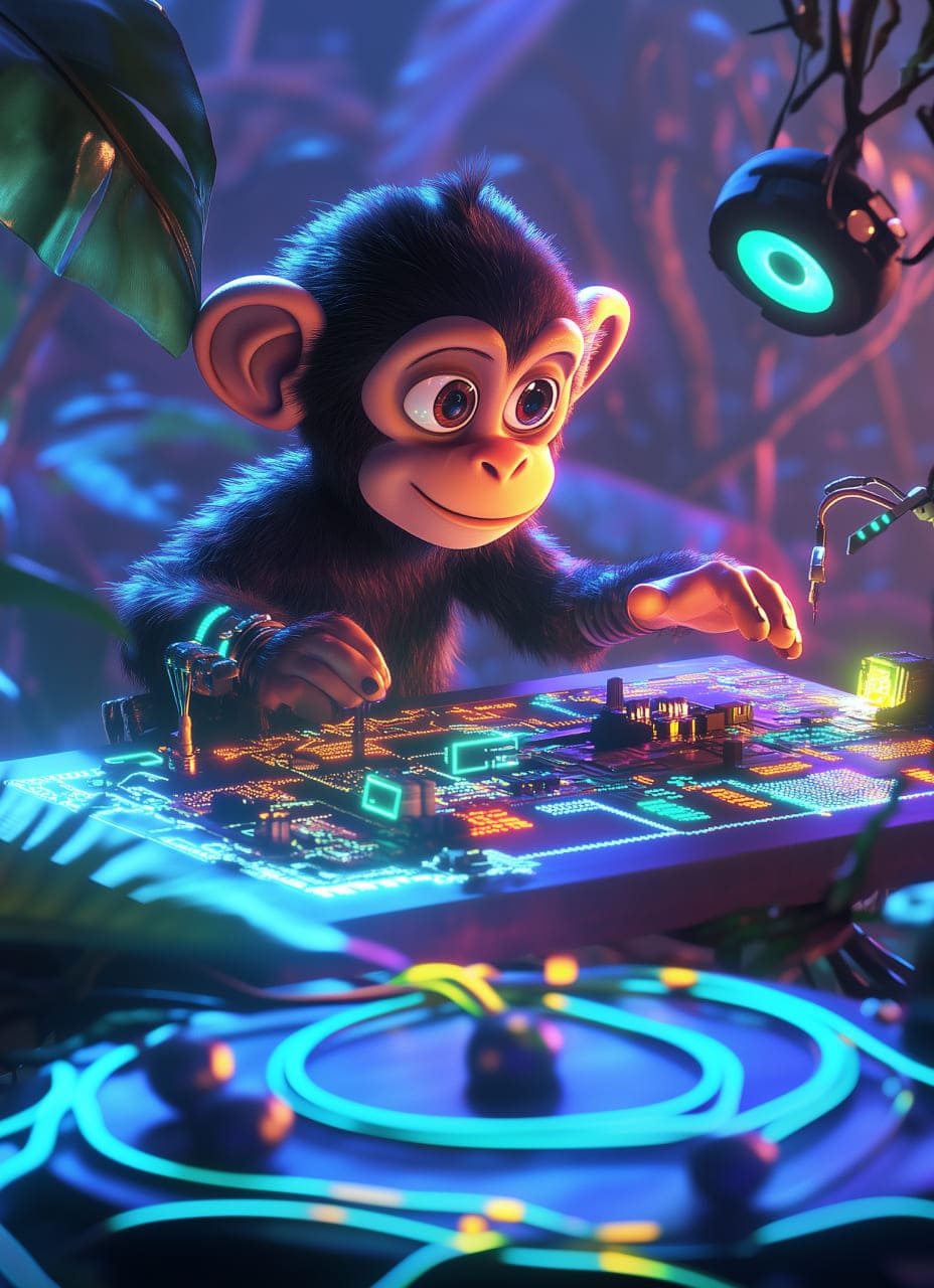 Monkey with technology